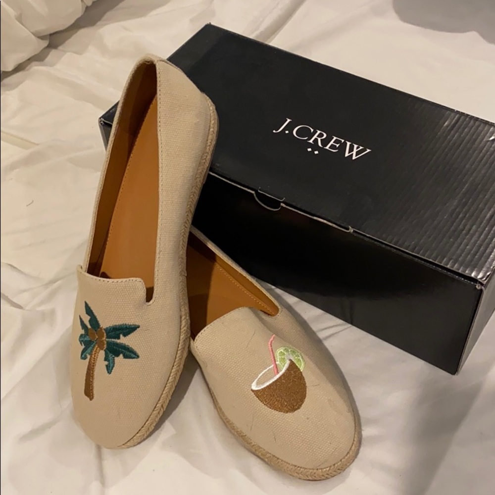 NWT JCREW CANVAS PALM TREE ESPADRILLES